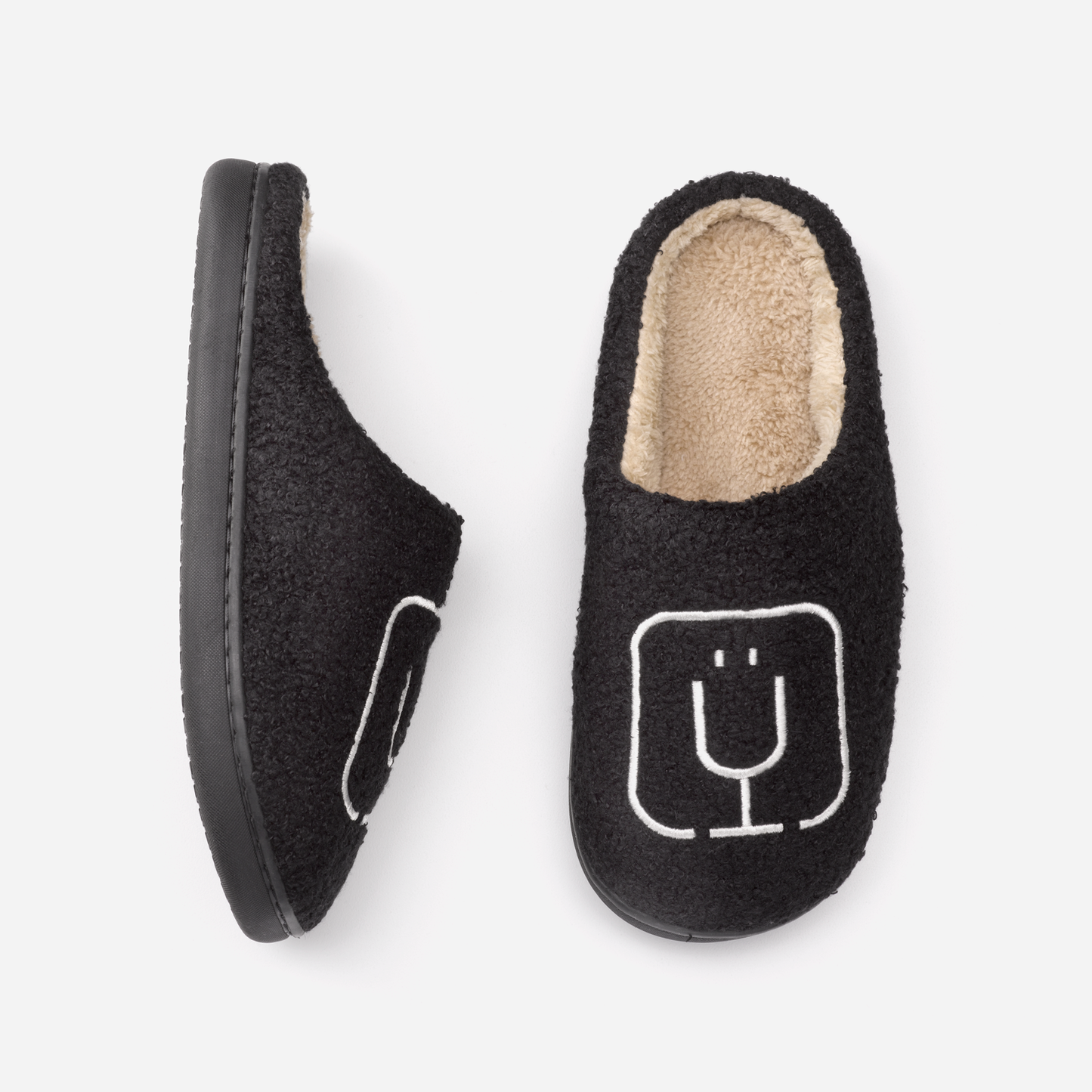 brumate-fuzzy-slippers-black-k5 apparel-slippers-above.png